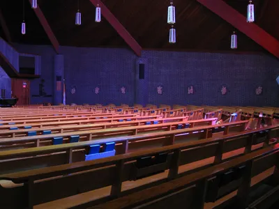 Right side of the church.