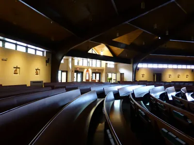 Back of the church seen from the front right corner.