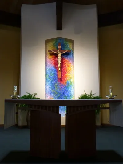 Altar and crucifix.
