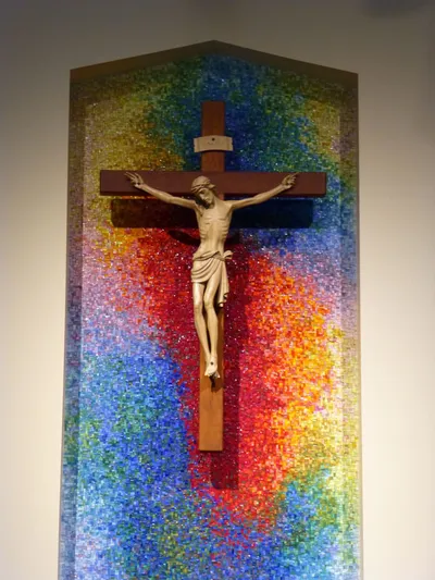 Crucifix with mosaic.