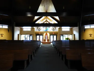 Back of the church as seen from the sanctuary.