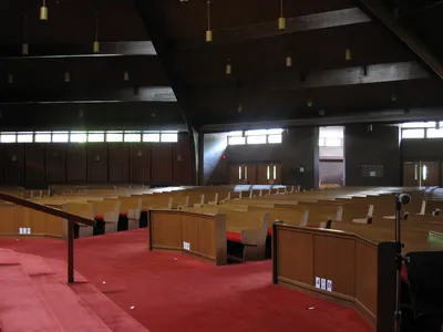 View of seating from the front.