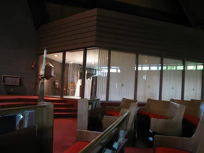 Adoration chapel seen from church.