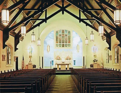 Interior of church after rennovation. The interior would remain largely unchanged until the early 2000s.