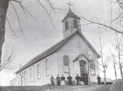 Exterior of former church, 1895. A History of St. Joseph's Parish, Penfield, New York (1860-1995)