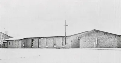 Temporary church/school exterior. Source: Penfield's Past