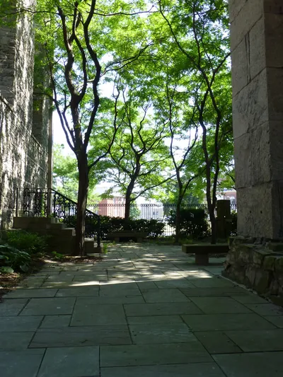 Looking inside the park, left entrance.