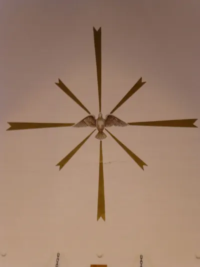 Painting on sanctuary wall of the Holy Spirit.