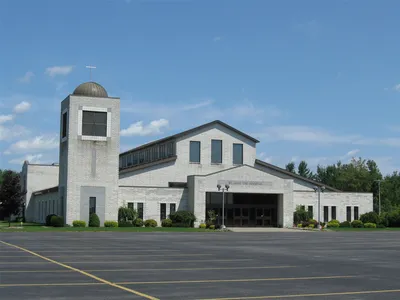 Exterior of church.