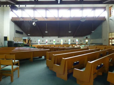 Right side of the church.