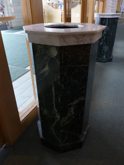 Holy water font at main entrance.