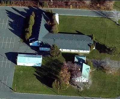 Aerial photograph of former campus shortly before these buildings were demolished, 2003-5. Source: Google Earth