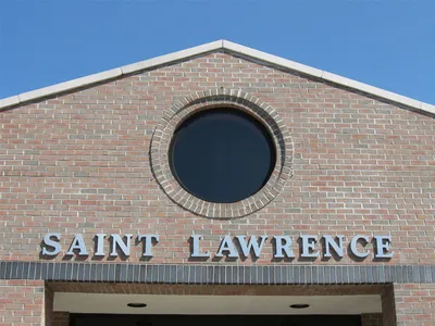 Sign above entrance.