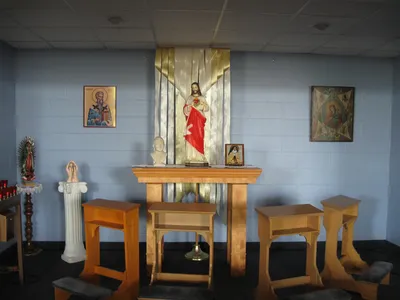 Chapel with various devotional items.