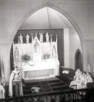 Interior of former church, 1950. Source: Hilton Municipal Historian collection