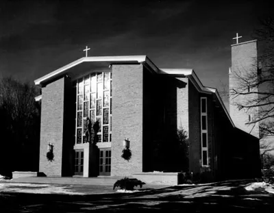 Completed church building as seen from back. Source: A Home For All God's People: The Story of St. Louis Church, 1884-1999