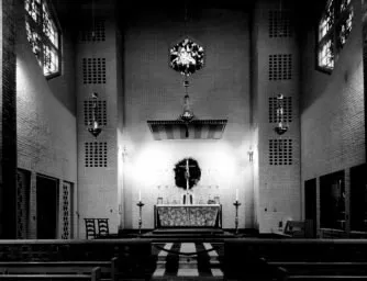 Interior of present church, 1958. Source: A Home For All God's People: The Story of St. Louis Church, 1884-1999