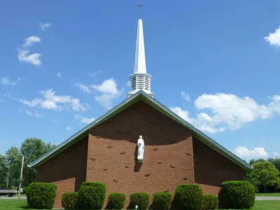Back of the church, facing the main road.