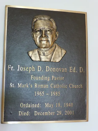Memorial to founding Pastor.