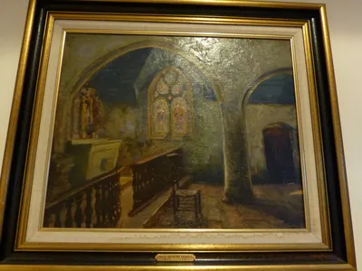 Painting. I'm not sure if this is of St. Mark's old church or Star of the Sea or a generic church.
