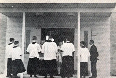 Procession into original church.