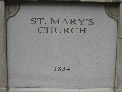 Inscription in front of church.
