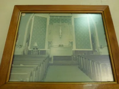Old photograph of church interior.