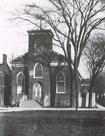 Original St. Mary church at the corner of S. Main and Saltonstall St. Used from 1848-1903. Source: Images of America: Around Canandaigua