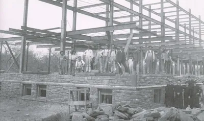 Construction of the present church, Spring 1903. Source: Images of America: Around Canandaigua