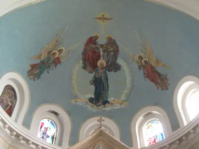 Paintings on ceiling of sanctuary.