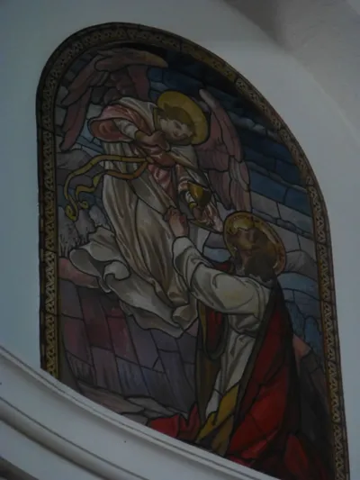 Agony in the garden painting on wall behind sanctuary.