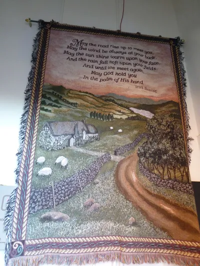 Banner near entrance to chapel.