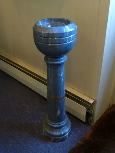 Holy water font.
