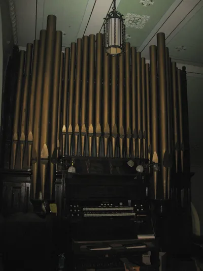 Pipe organ in choir loft.