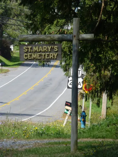 Cemetery sign.