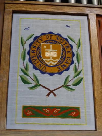 Notre Dame patch on organ.