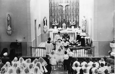 Interior of former church, 1956. Source: Parish Web site