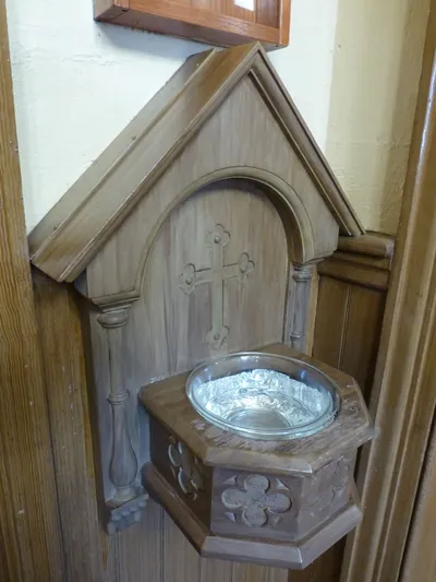 Holy water font.
