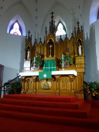 High altar seen from angle.