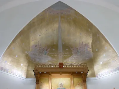 Paintings on sanctuary ceiling.