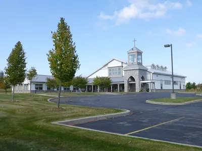 Church seen from angle.