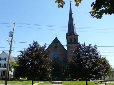 Front of church.