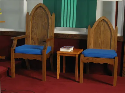Celebrant and deacon's chair.
