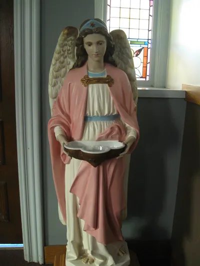 Angel holy water font.