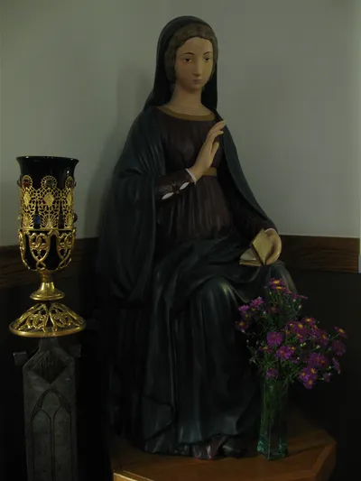 Statue of Our Lady of the Annunciation. The statue is believed to be 600 years old and originated in Italy. It came to the parish in 1926 and was restored in the 1980s.