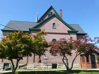 Right side of the church.