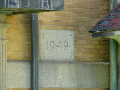 Cornerstone on north building attachment.