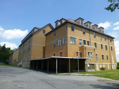 Back left corner of north building.