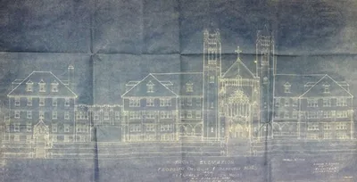 Original architect rendering of large cathedral were present chapel stands. Source: The Mission Facebook page