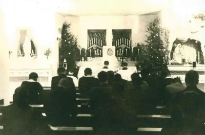 Interior of the smaller chapel, prior to construction of the present-day chapel. Source: Communities of the Word, the Conesus Story: 1924-1984